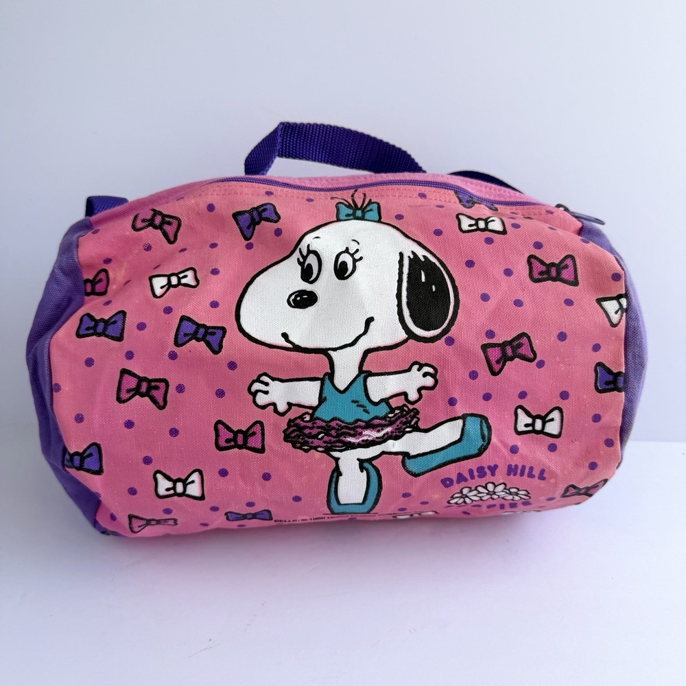 RARE VTG 1958 Daisy Hill Puppies Snoopy Peanuts Belle Child's Duffle Bag *Stains